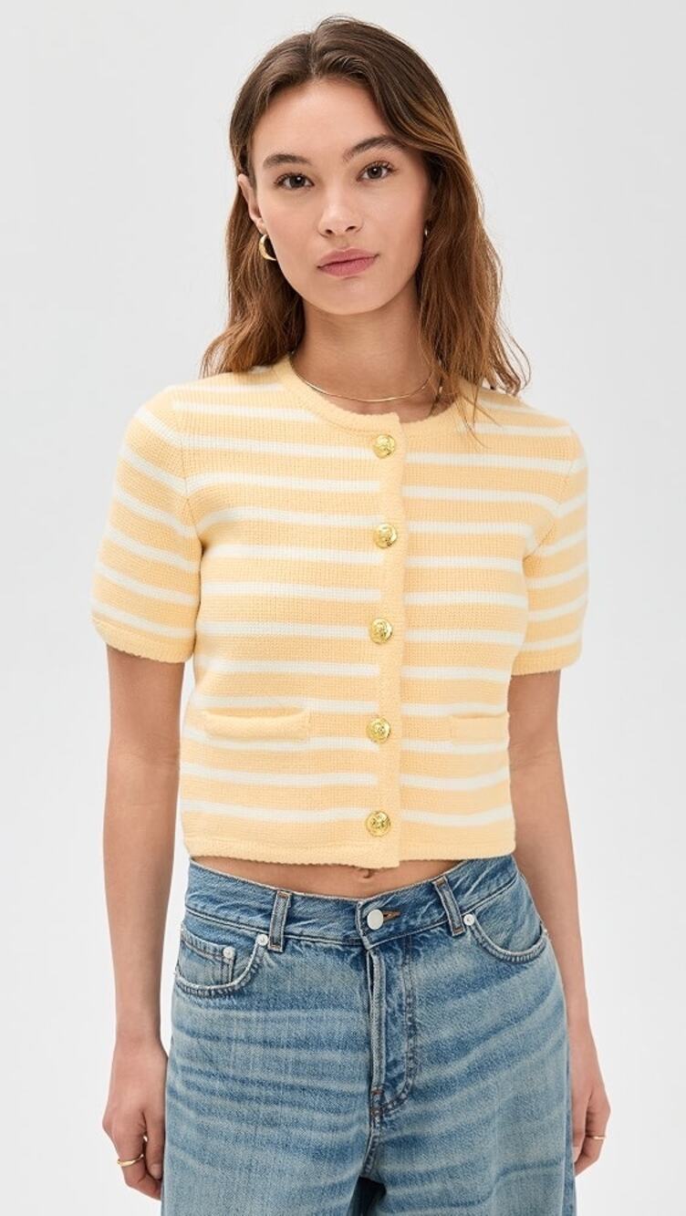 English Factory knit striped sweater cardigan women's size L brand new
